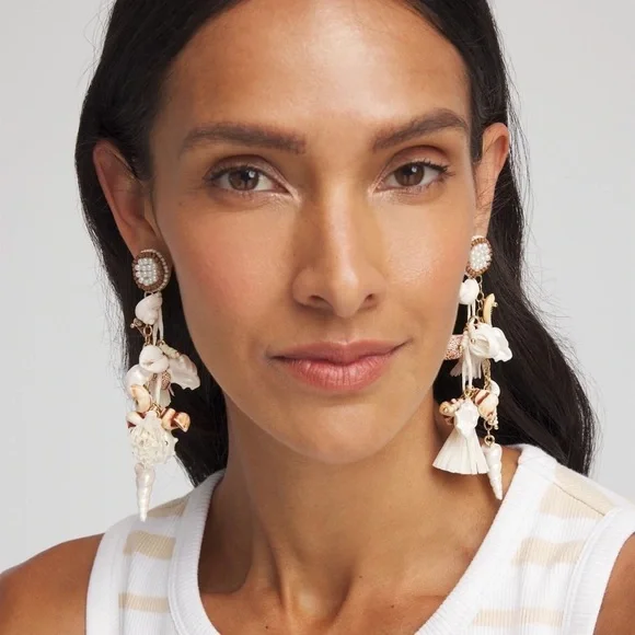 CHICO’S No Droop® Shell & Raffia Earrings - Picture 4 of 5
